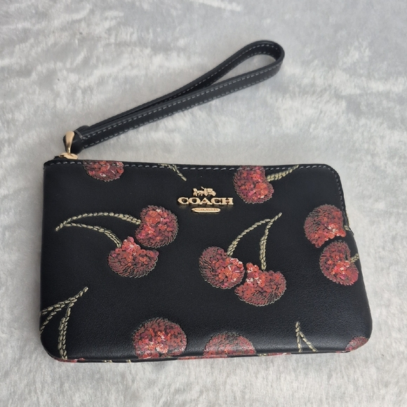 Coach Black Wristlet with Red 🍒 Design - Picture 3 of 11